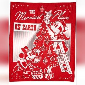Disney Mickey Mouse and Minnie Holiday Fleece Throw Blanket